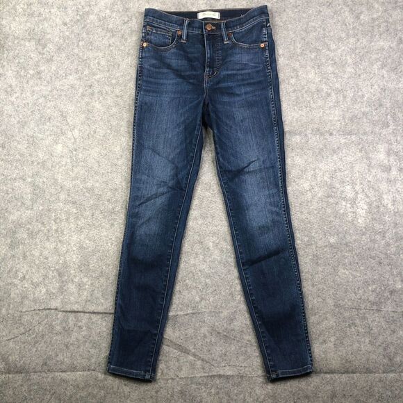 Madewell 10" High-Rise Skinny Dark Wash Blue Denim Jeans Style G7391 Size 26 - Picture 1 of 11